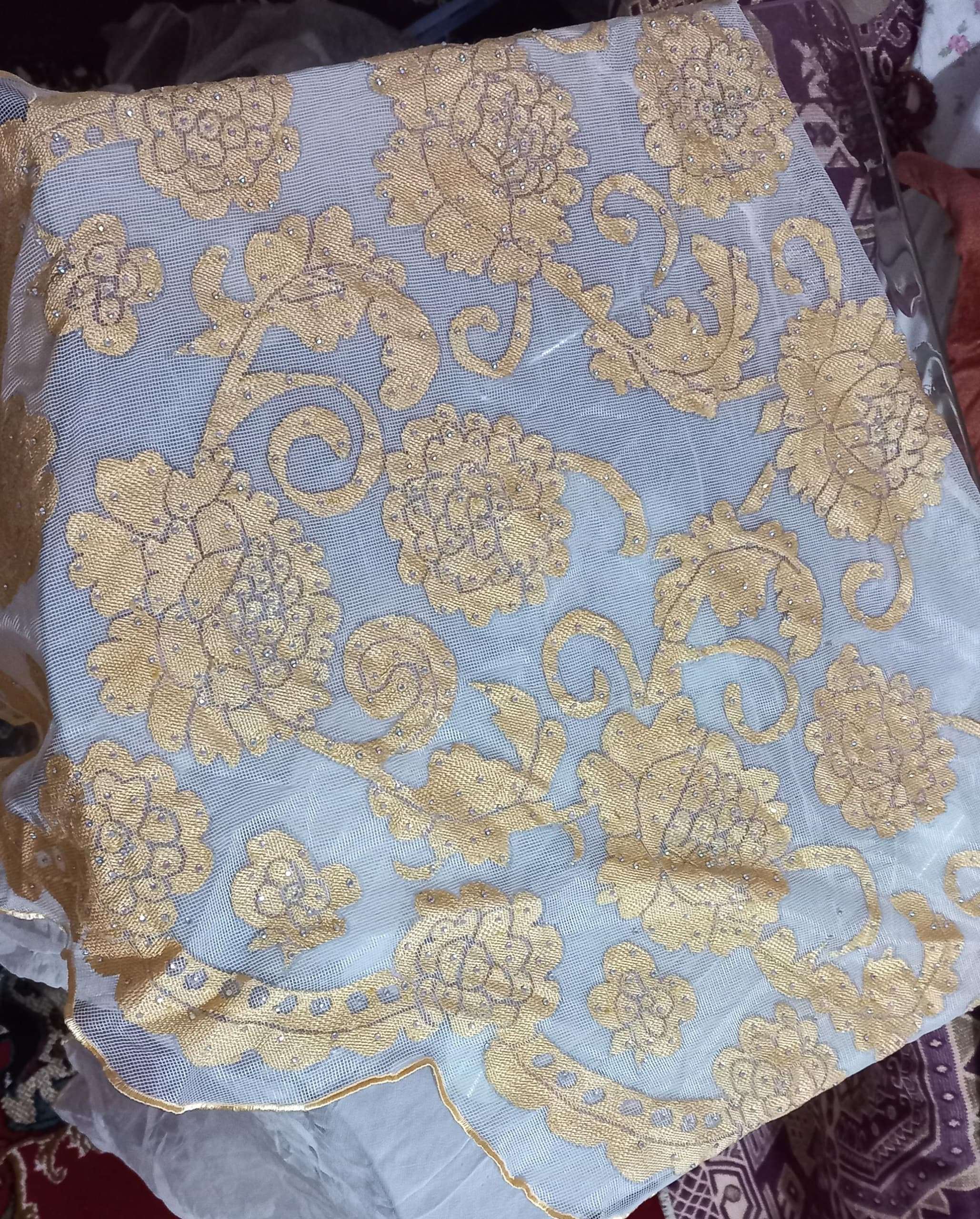 Handmade Golden Embroidered Yakhan – Afghan Traditional Neck Panel | Luxury Fabric Piece